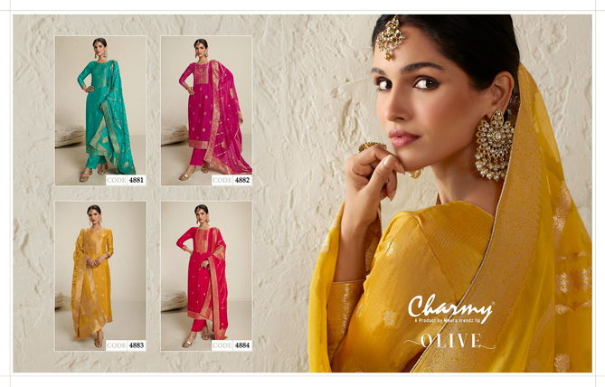 Zisa Charmy Olive Silk Wedding Salwar Suits Catalog
